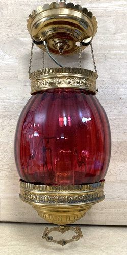 Antique cranberry optic glass - antique,