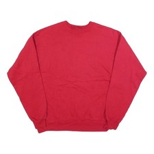 HANES Mens Red Sweatshirt Crew Neck L Plain Cotton Blend Pullover Casual