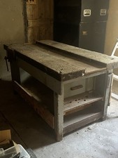 Sturdy Vintage Solid Pine Workbench With 2 Vice’s