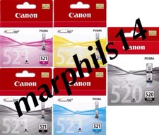 CLI-521 & PG-520 Canon Black, Cyan, Yellow, Magenta  Ink Cartridges Genuine