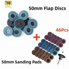 46x 50mm Type R Roll Lock Quick Change Discs + 10x 2" Lug Sanding Grinding Wheel