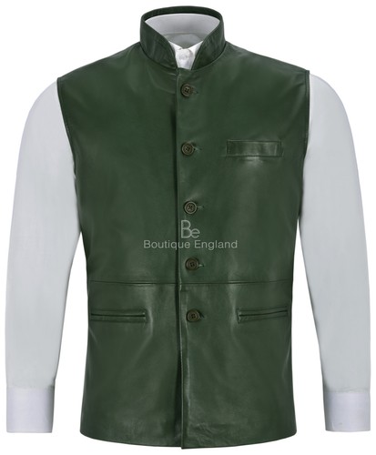 Men leather waistcoat green - men's,