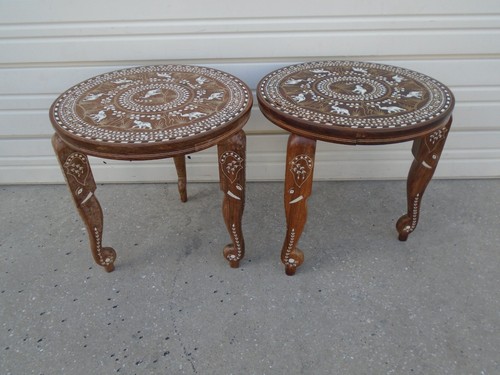 Pair anglo indian carved wood - carved,