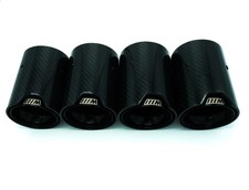 4 x BMW M2/M3/M4/M5 Triple Black Carbon Fibre Exhaust Tips F87/F80/F82/F83/F10