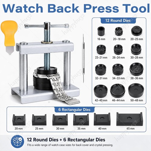 Watch back press tool set - watch,
