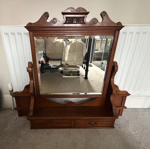 Vintage wooden vanity mirror - vintage,