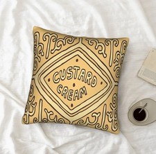 Double Sided Custard Creams Biscuit Cushion Cover 45x 45cm