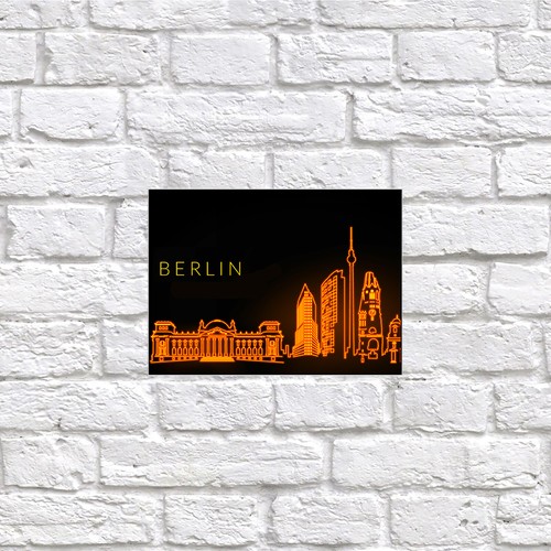 Berlin neon print retro - berlin, tin