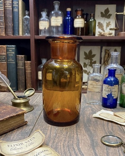 Antique amber glass apothecary - antique,