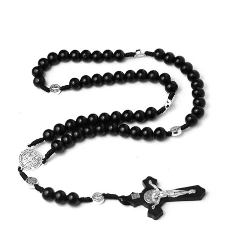 Rosary bead crucifix necklace - rosary,