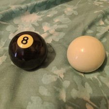 NEW Black 8 Ball 2" Pool Ball & 1.7/8" Cue Ball For All Slate Bed Pool Tables