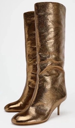 Zara woman knee high - woman, metallic