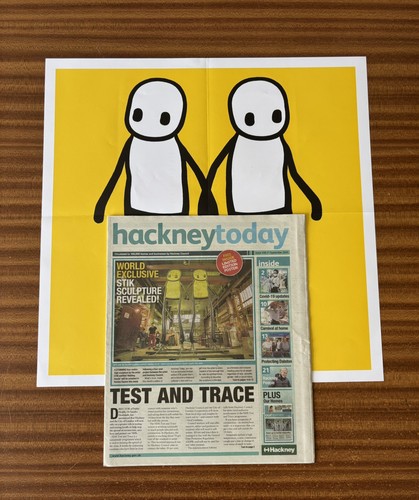 Stik holding hands - hands, yellow