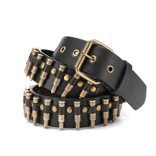 Punk bronze belt metal heavy - bronze,