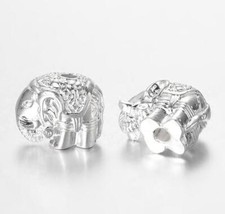 4 TIBETAN SILVER ELEPHANT SPACER BEADS CHARM 12mm HOLE 2mm jewellery making TS79