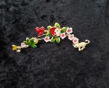 Mouse Brooch Rhinestone Gold Colour Back