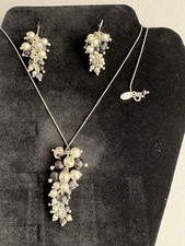 Pilgrim Pendent Necklace and Earrings Jewellery Set Silver Tone
