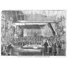 LONDON Lecture at The Architectural Museum, Westminster - Antique Print 1855