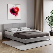 SALE King Size Faux Leather Bed Bedroom Furniture Grey