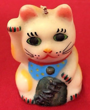 Vintage Maneki Neko Cat Candle Wax Japan Japanese 4" (10cm)