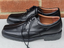 Barratts Men's Black Leather Brogue Lace Up Shoes UK6, US6.5, Square Front VGC