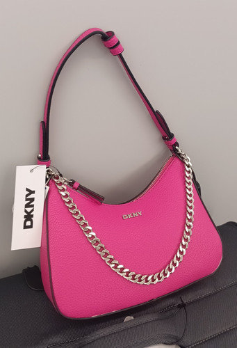 Dkny pink pebbled crescent - pink,