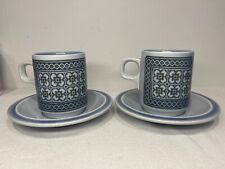 Hornsea Pottery Blue Tapestry Cup and Saucer X2 Espresso Style Vintage