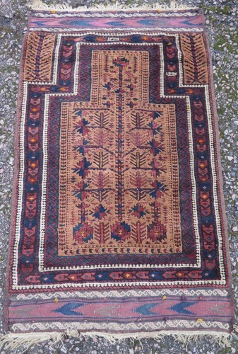 Antique oriental afghan prayer - oriental,