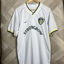 Leeds United Mens Large 2000 - 2002 Home Football Shirt Strongbow Vintage Retro
