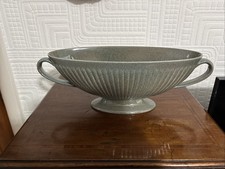 Wedgwood Of Etruria Mottled Mantle Vase Bluey Grey Ribbed