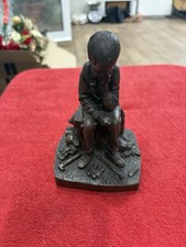 Genesis Fine Arts Cold Cast Bronze Sculp THE THINKER BOY Sculpture