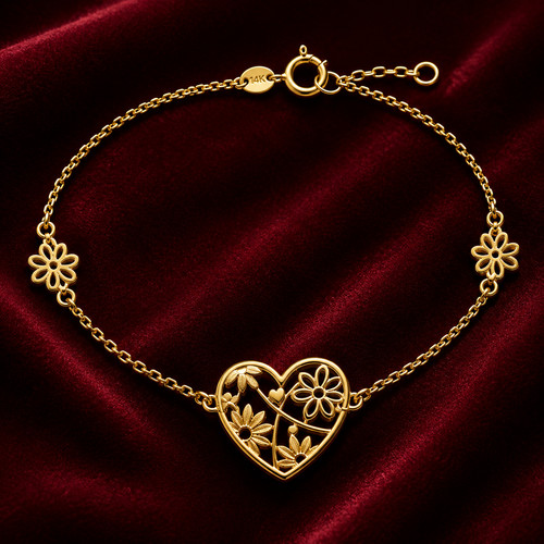 Ladies floral heart bracelet - ladies,