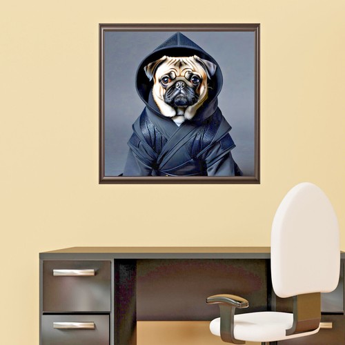 Pug dog ninja suit wall - dog, in