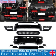 Gloss Black Front & Rear Bumper Cover Trim Body Kit For Defender 90 110 L663 20+