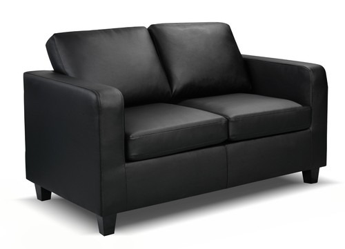 Black faux leather sofas 2 - leather, 3+2