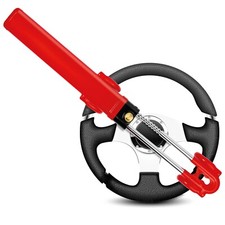 GADLANE Twin Bar Steering Wheel Lock Car Anti-Theft Device Heavy Duty Red 2 Key