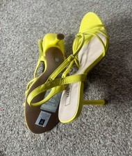 UK8/42 knot straps M&S neon Marks and spencer Yellow  strappy heels 8/42
