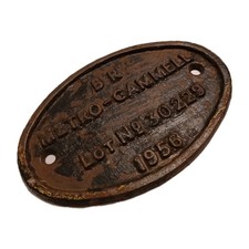 Railwayana B. R. Metro-Cammell 1958 Lot No. 30229 C. I. Builders Plate 175mm...