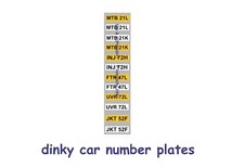 DINKY  car number plates