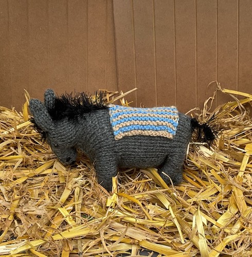 Hand knitted grey donkey - hand,