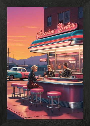 Retro american diner scene - retro,