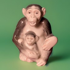 Monkey Chimp Baby Figurine Vintage Rare Unusual Porcelain Ceramic Glazed