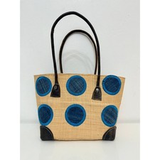 Madaraff Raffia Tote Bag Blue
