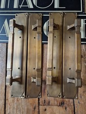 Pair Large antique vintage old art deco cinema  Door Handles Pulls 15 inch reg#