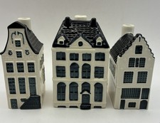 3 KLM Bolls Delft Blue Miniature Dutch Houses No 9 / 48 / 50 All Empty 