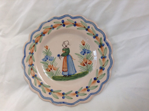 Antique french faience plate - antique,