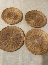 Vintage X4 Round Woven Wicker Placemat/ Paper Plate Holders/ Plate Charger