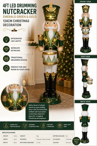 4ft led drumming nutcracker - 4ft,