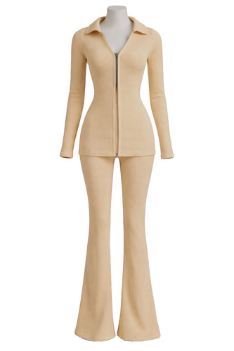Prettylittlething beige ribbed - beige,