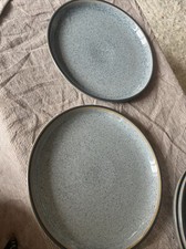 Denby STUDIO GREY Dinner Plates 10 1/8" Speckled Grey With Grey Trim Coupe Style